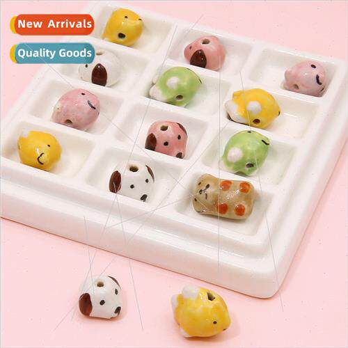 Cute puppy fish ceramic hand-painted beads loose beads DIY h