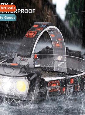 New XML T6+COB LED Strong 3 ghts Headlamp DC  Charge 2 Secti