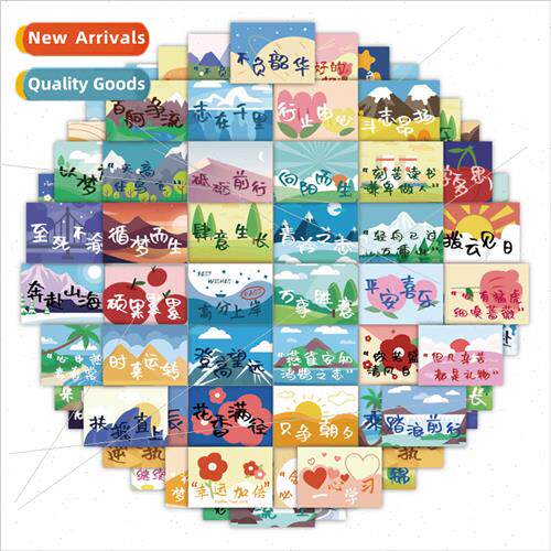 60 flat landscape text cartoon stickers handbook notebook or