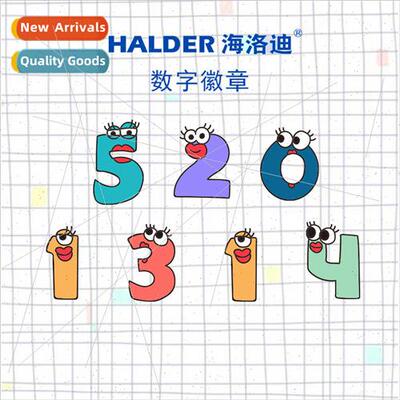 Colorful Arabic Numerals Titanium Lapel Pins Eyelashes Big E