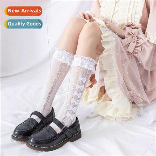 Hollow White Lace Socks Medium Short Stacked Socks Lolita Pr