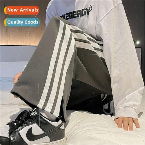 de split sweatpants mens spring and fall  gang handsome stri