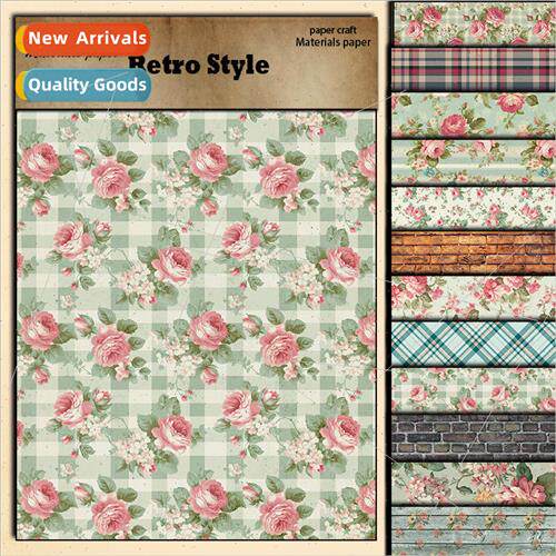 Small fresh material paper 12 broken flowers plants plaid ha