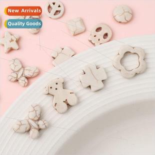 round turquoise beads square Synthetic spacer white