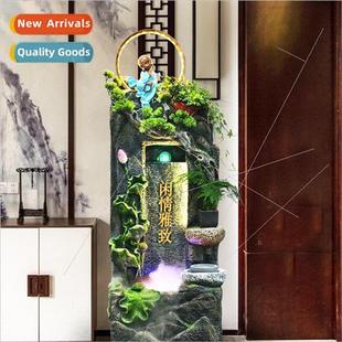 Rustic running water fountain water feature floor living roo