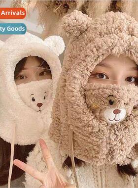 Hat womens scarf all-in-one fall and winter new lambswool be