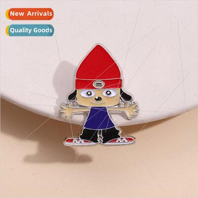 Creative Metal Badge Cartoon Brooch Happi Dog Cute Red Hat C