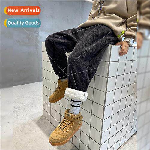 Boys padded pants one-piece fleece thickened corduroy pants