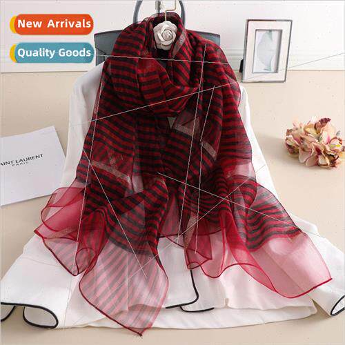 2023 Spring and Autumn new silk wool plaid silk scarf female