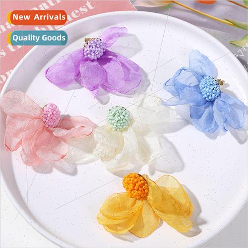 Yuanqi girl super fairy mesh petal earrings diy handmade wea