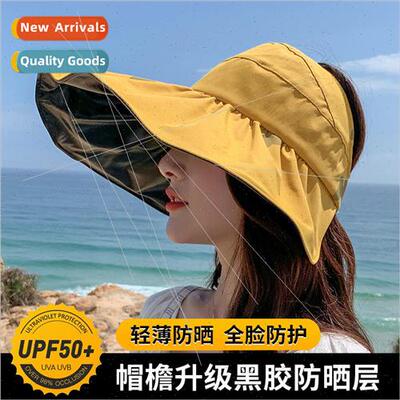 Japan vinyl hollow top sunscreen hat female summer large-bri