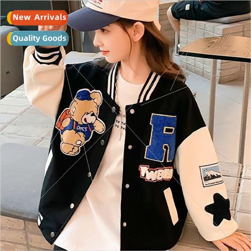 Girls baseball jacket spring and fall  2023 new childrens cl