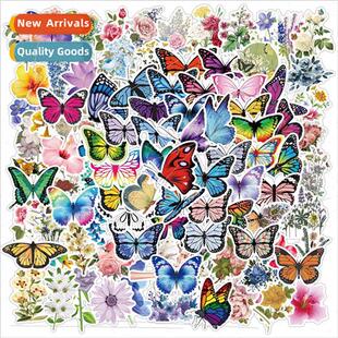 100 Butterfly Flower Bush Doodle Stickers Decorative Motorcy