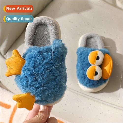 Lying flat duck boys cotton slippers new cartoon warm thick