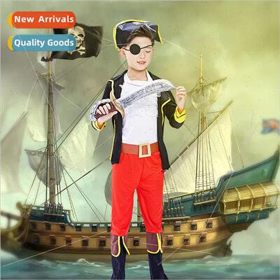 Halloween Pirate Costume Mens Children Masquerade cos Captai