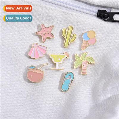 Summer Costume Brooch Drink Ice Cream Pink Leaf Soda Starfis