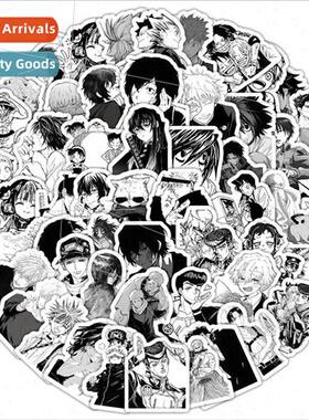 100 black and white anime stickers decorative luggage handbo