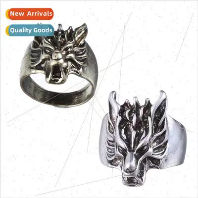 Personalized Exaggerated Bully Vintage Wolf Head Ring High Q