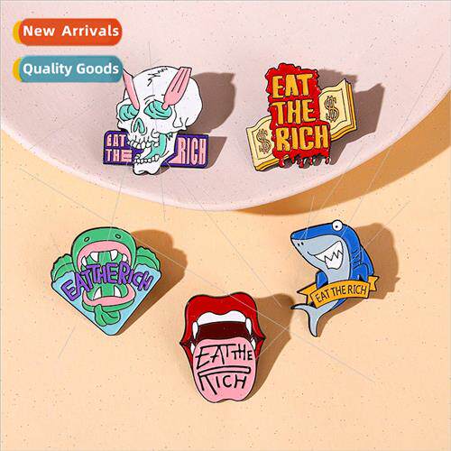 Brooch ps Tongue Cute Big Mouth Metal Badge Eat the rich Sha