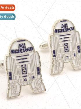 Movie and TV  jewelry Star Wars white droid rocket cufflinks