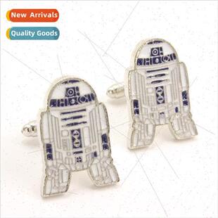 Movie and TV  jewelry Star Wars white droid rocket cufflinks