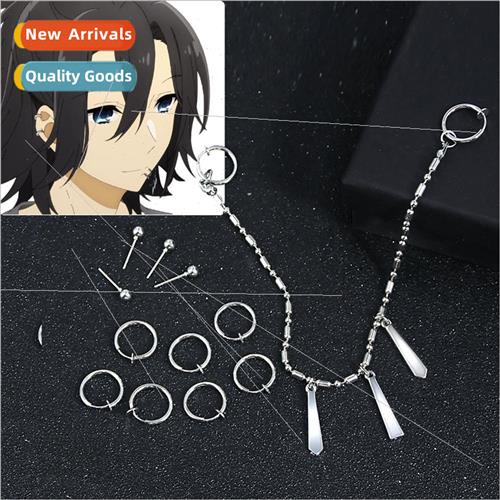 Anime Hori and Miyamura earrings lip stud set Horimiya cos