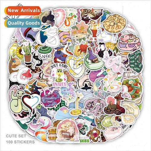 100 new cartoon snake graffiti stickers decorative motorcycl
