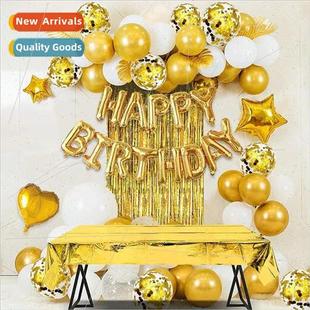 Set Birthday Party Supplies Bal Gold Rose Balloon
