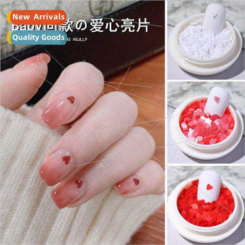 Baby nail love peach heart sequins jewelry ultra-thin sticke