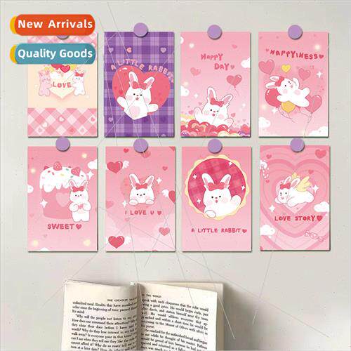 Korean peach bunny 10 pink cute decorative card wall postcar