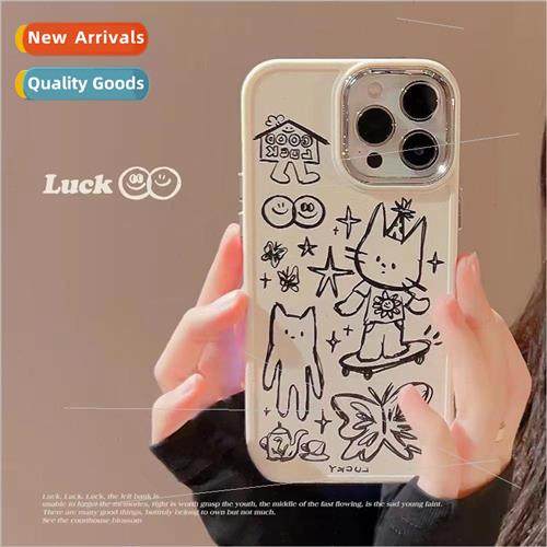 Graffiti cartoon skateboarding cat 适用 Apple 13/14ProMax ph