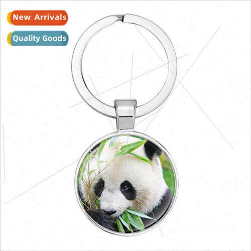 Panda Bamboo Keychain Adorable Cartoon Moon Panda Time Gemst