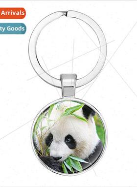 Panda Bamboo Keychain Adorable Cartoon Moon Panda Time Gemst