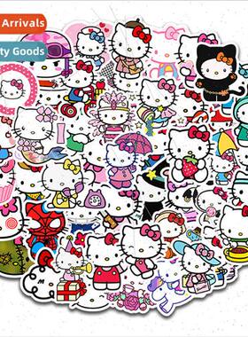 50 stationery stickers HELLO KT cat cute cartoon graffiti wa