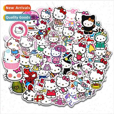 50 stationery stickers HELLO KT cat cute cartoon graffiti wa