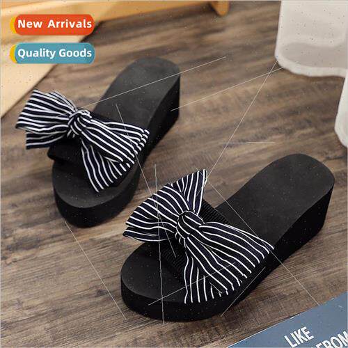 New summer slippers female external wear bow one word drag f