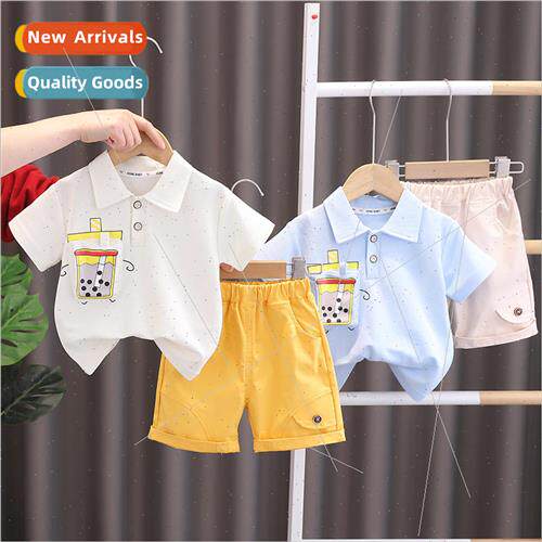 Summer boys suit 2023 new childrens Yankee milk tea pockets
