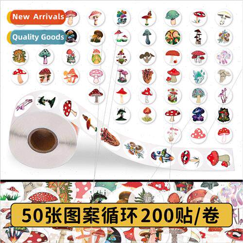 200 Stickers Colorful Mushroom Stickers Roll Roll Stickers C
