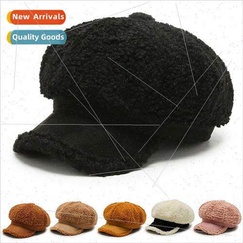 Hat winter new lambs wool octagonal cap fashionable versatil