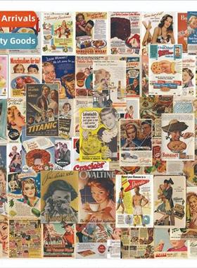 60 retro poster magazine stickers American  newspaper decora