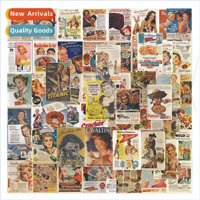 60 retro poster magazine stickers American  newspaper decora