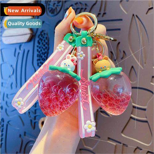 Creative into the oil floating paddy strawberry rabbit keych