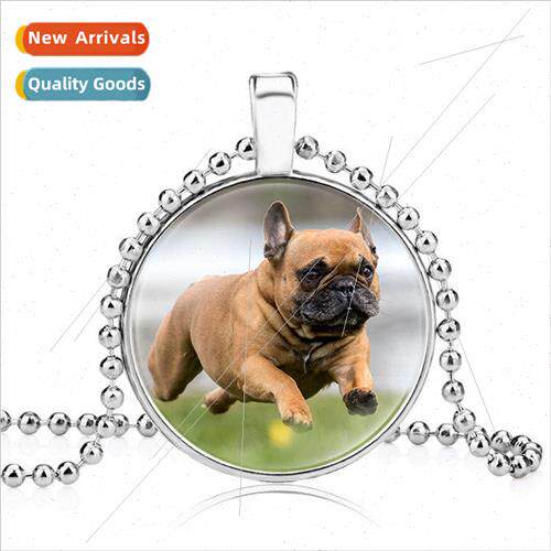 Cute Dog Bulldog Golden Labrador Time Gemstone Necklace Allo