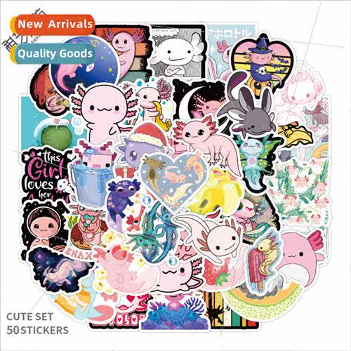 50 pcs of Mercer salamander hexagonal dinosaur animal sticke