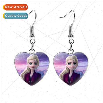 Frozen 2 heart-shaped earrings children cartoon Elsa Elsa Pr