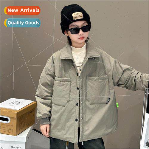 Boys sandwich cotton jacket thickened fall and winter 2023 w
