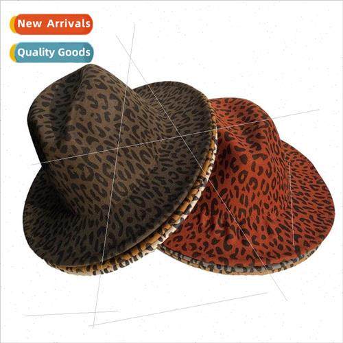 Tweed Leopard Hat Flat Brim Ceremony Hat Couple Jazz Hat Out