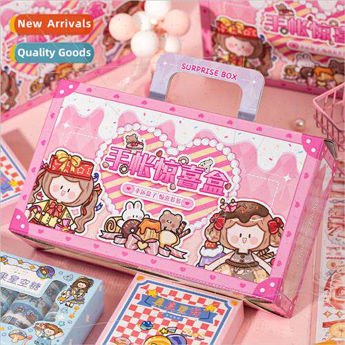 Handbook surprise box cartoon cute girl heart sticker tape h