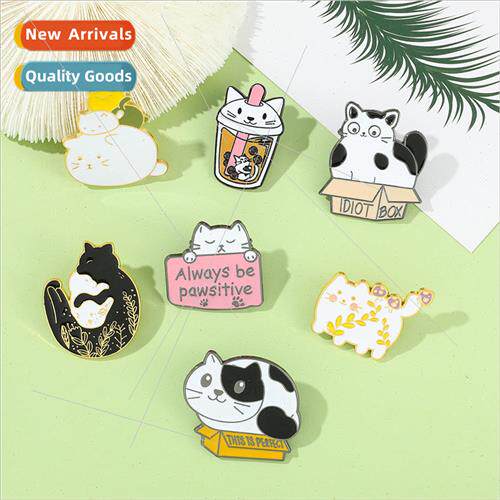 Cute Cat Series Brooch Cat Calculator Cat Teacup Metal Badge