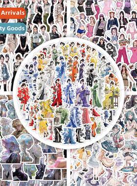 60 pcs of girls wear stickers cartoon cool girl wear cell ph